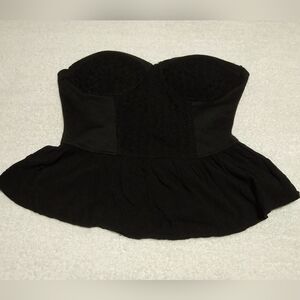 Forever 21 Black Strapless Peplum Top